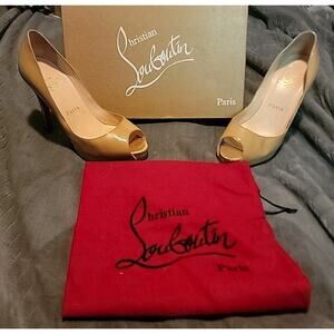 CHRISTIAN LOUBOUTIN - OPEN TOE PATENT CALF 36.5 - Used See Pics